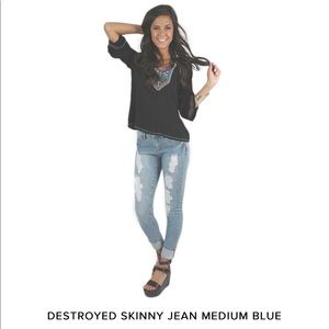 New, Just USA (Just Black) destroyed skinny jeans